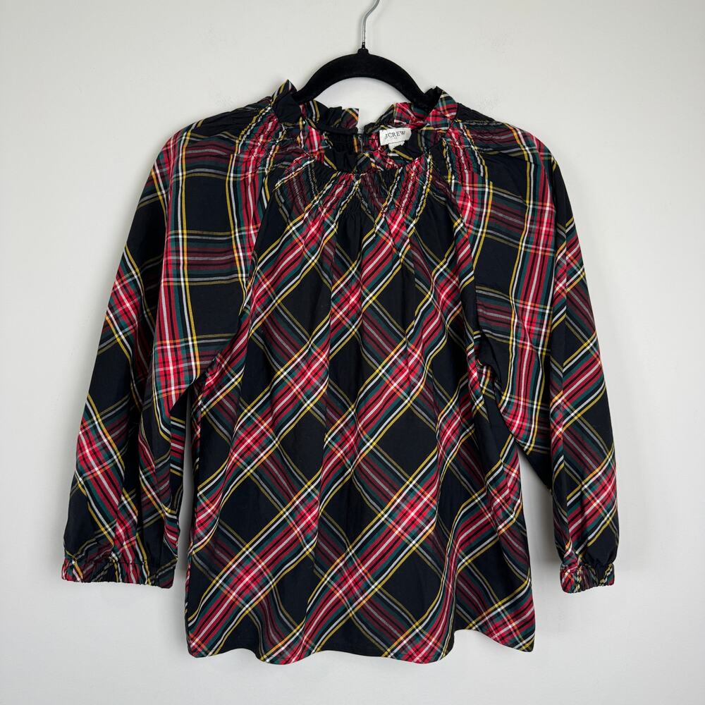 J. Crew Factory Tartan Smocked Top Size XS